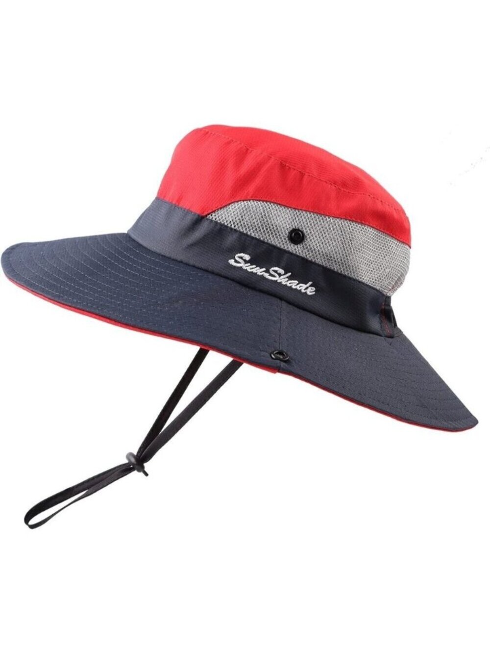 Unisex Red-b 100% Polyester Wide Brim Mesh Vent Chin Strap Classic Cowboy Hat
